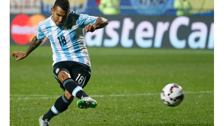 Tevez con la camiseta de la Selección Argentina