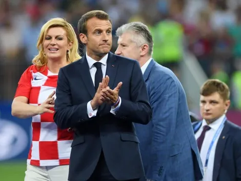 Increíble foto del presidente de Francia festejando en el palco