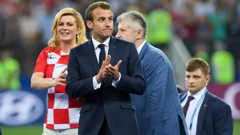 Emmanuel Macron luego de la finalización del partido.