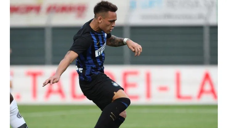 Lautaro Martínez en su primer partido en Inter.