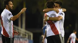 River celebra uno de los tantos ante Millonarios.