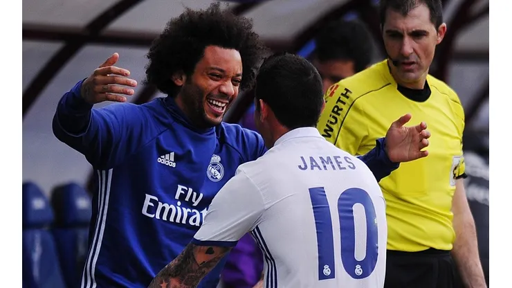 Foto de James Rodríguez y Marcelo cuando estaban en Manchester United.
