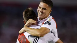CELEBRA EL NALGÓN. Juan Fernando Quintero festeja con un abrazo con Pratto (Foto: Getty).