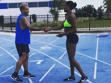 Tevez perdió en el duelo de los 100 metros llanos