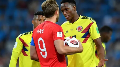 ¿JUGAMOS EN LA MISMA LIGA? Yerry Mina cara a cara contra Harry Kane en Colombia-Inglaterra (Foto: Getty).
