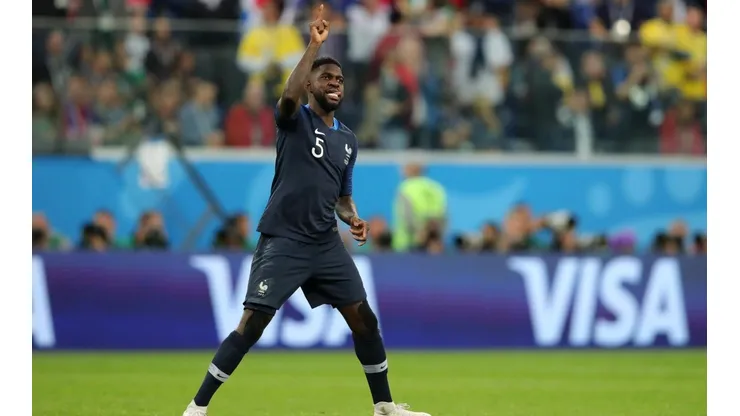 Umtiti festeja su gol ante Bélgica