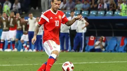 LA PICÓ. Smolov en el momento exacto que impacta su penal ante Croacia (Foto: Getty).