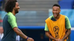 Neymar y Marcelo se ríen en un entrenamiento