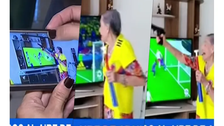 Foto de la abuela que celebró el gol de Yerry Mina.