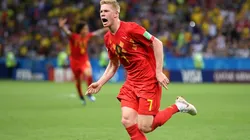 Foto de los jugadores de Bélgica ante Brasil