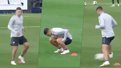 Mauro Zárate en la práctica de Boca.