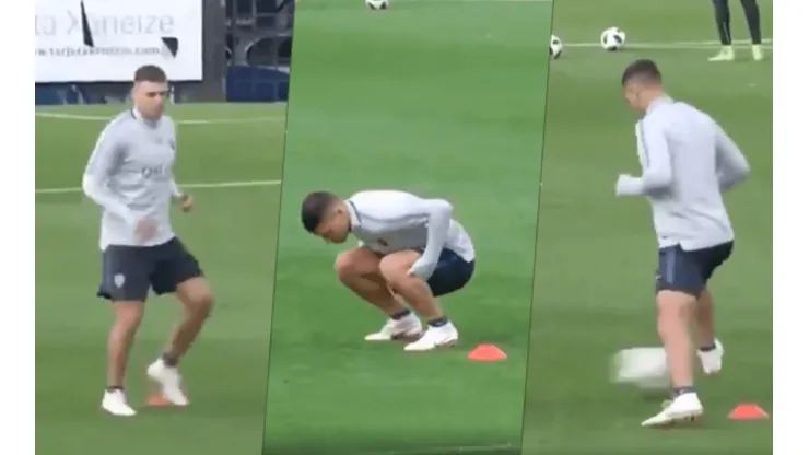 Mauro Zárate en la práctica de Boca.