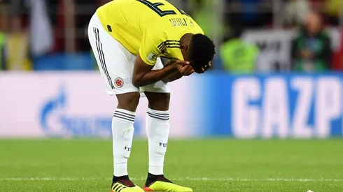 SIN PALABRAS. La tristeza de Yerry Mina después de la eliminación de Colombia (Foto: Getty).