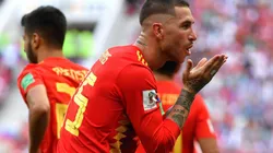 Sergio Ramos festeja el gol de España