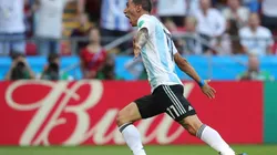 Di María festeja el gol ante Francia.