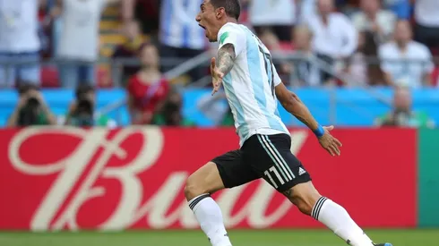 Di María festeja el gol ante Francia.