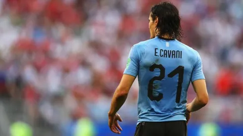 Cavani, con Uruguay, en el Mundial de Rusia.
