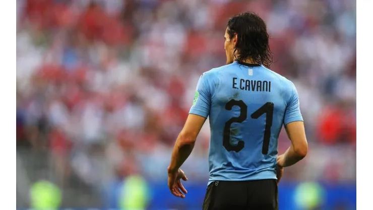 Cavani, con Uruguay, en el Mundial de Rusia.