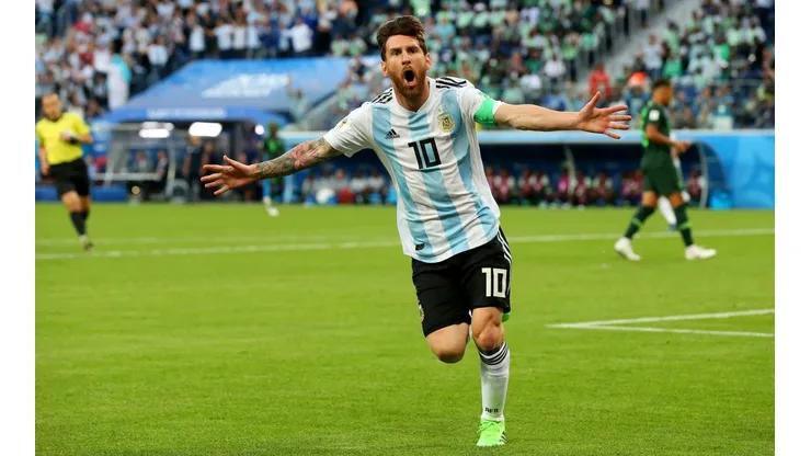 APARECIÓ EL DIEZ. Lionel Messi en el gol contra Nigeria para el 1-0 parcial con Argentina (Foto: Getty).