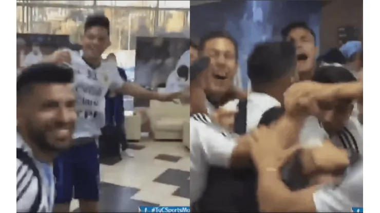 Los sparrings de Argentina estaban saltando y cantando ¡y apareció Agüero!