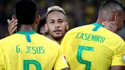 PRIMEROS. Neymar junto a Gabriel Jesús y Casemiro en el triunfo de Brasil (Foto: Getty).