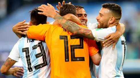 El festejo de los jugadores de Argentina