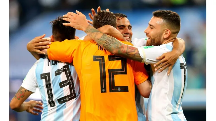 El festejo de los jugadores de Argentina
