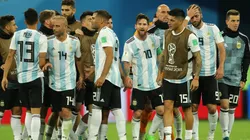 Foto de los jugadores de la Selección Argentina después del partido.
