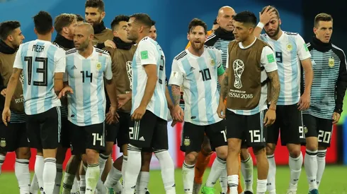 Foto de los jugadores de la Selección Argentina después del partido.