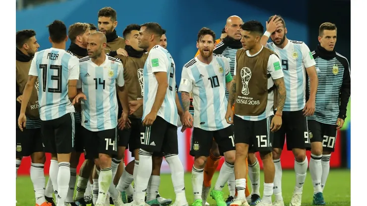 Foto de los jugadores de la Selección Argentina después del partido.