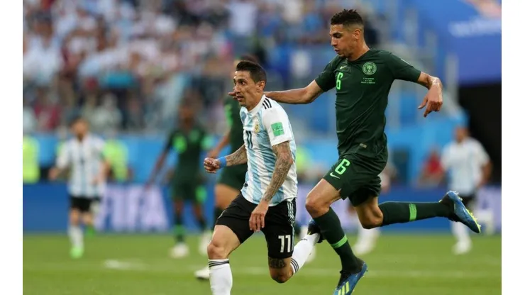 Ángel Di María en el duelo ante Nigeria.