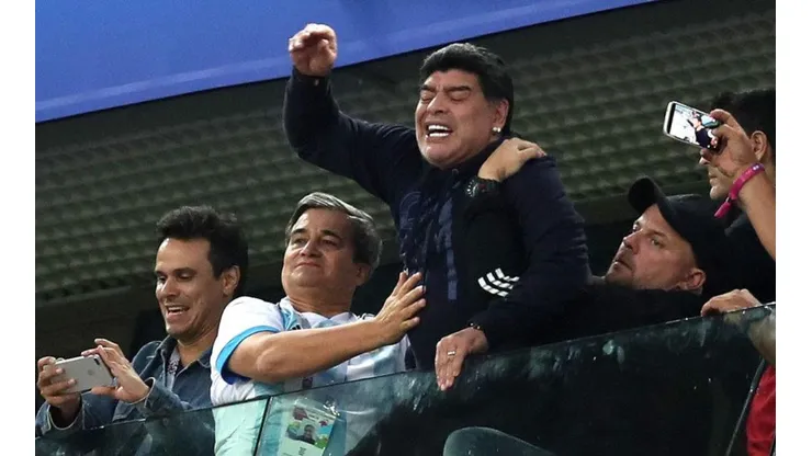 Diego Maradona en el triunfo de Argentina sobre Nigeria.
