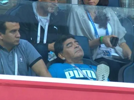 Maradona no soportó el nerviosismo y se quedó dormido