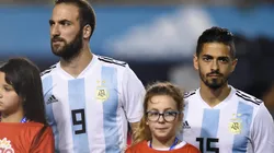 Lanzini e Higuaín en el amistoso previo al Mundial
