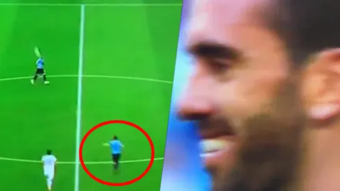 Foto de Godín ante la Selección de Rusia.