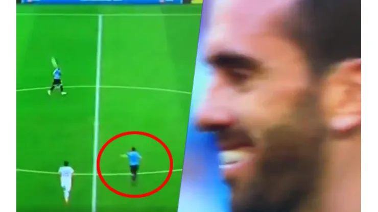 Foto de Godín ante la Selección de Rusia.