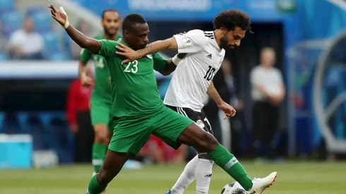 Foto de Salah ante la Selección de Arabia Saudita.