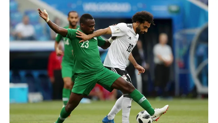 Foto de Salah ante la Selección de Arabia Saudita.