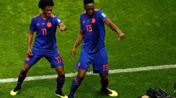 Yerry Mina bailó con Cuadrado en el festejo del gol