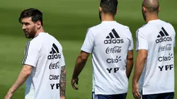 Messi, Agüero y Mascherano en el entrenamiento