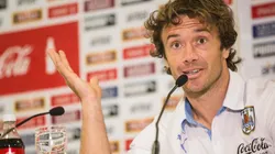 Lugano con la camiseta de Uruguay