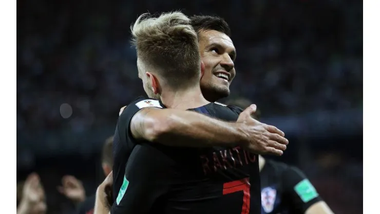 Ivan Rakitic celebra la tercera conquista de Croacia.