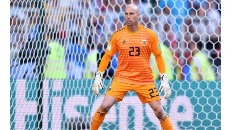 AQUÍ ESTÁ EL UNO. Wilfredo Caballero durante el partido contra Croacia con Argentina.