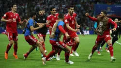 Foto de los jugadores de Irán celebrando el gol