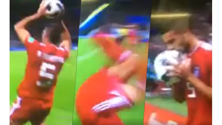 Un jugador de Irán quiso tirar un lateral de forma única