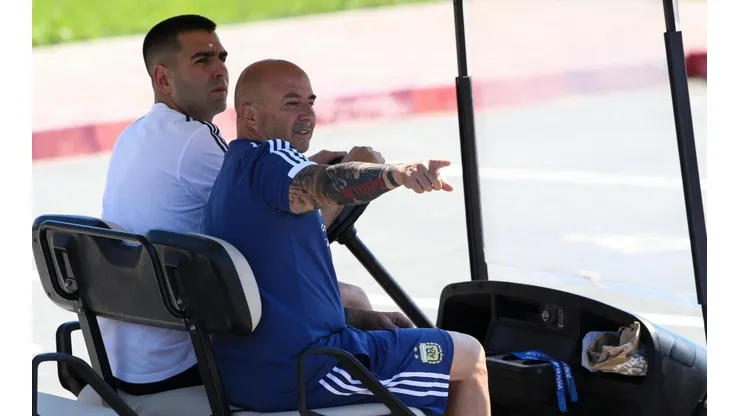 Sampaoli en el entrenamiento