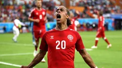 Yussuf Poulsen, el hombre más destacado del partido.