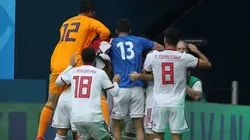 Foto de la Selección de Marruecos ante Irán.