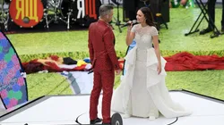 Foto de los cantantes en la inauguración del Mundial.