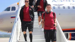 Cristiano abordando el avión a Sochi.